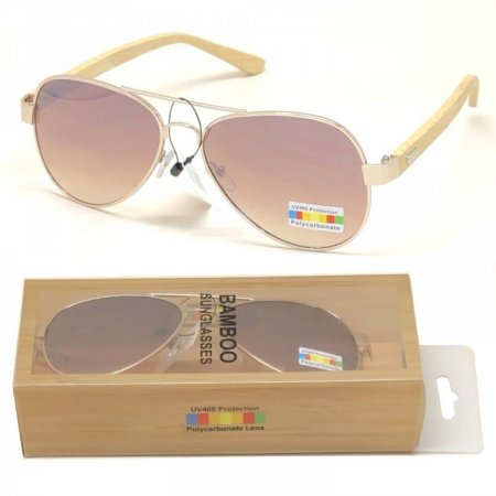 Aviator Bamboo Polycarbonate Sunglasses BA100