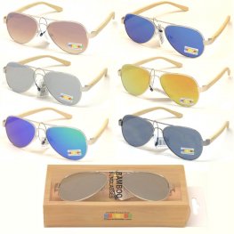 4 Style Bamboo Arm Polycarbonate Lens Sunglasses (24 Pair Packed in CDU) 4 Style Bamboo Arm Polycarbonate Lens Sunglasses (24 Pair Packed in CDU)