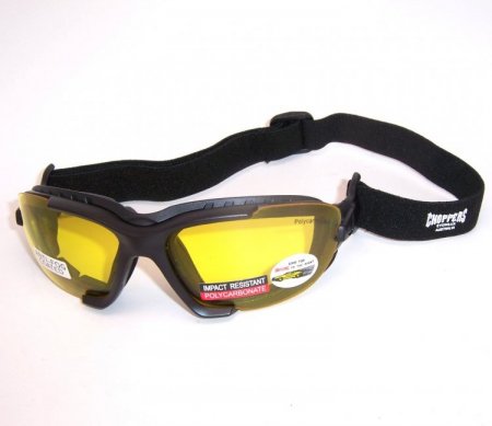 Choppers Convertible Night Drive Yellow Lens Goggles Glasses (Anti-Fog Coated) 91969-YL
