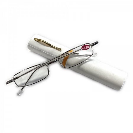 Spring Temple Reading Glasses with Pen Clip Metal Case R9098