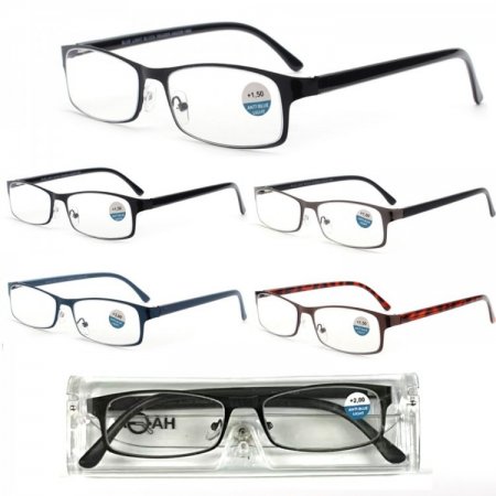 36 Blue Light Filter Metal Frame Reading Glasses with Case (Mixed strength) in Display Box Package R9266-68-CD36