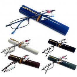 Spring Temple Reading Glasses with Pen Clip Metal Case R9098  Spring Temple Reading Glasses with Pen Clip Metal Case R9098